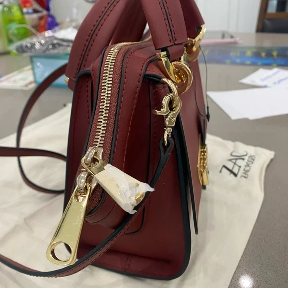 $395 New! Zac Pozen Eartha Iconic Double Handle Handbag In Red - Picture 4 of 9